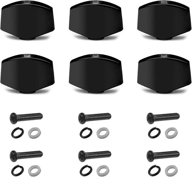 MAXCHEER 6PCS Metal Small Square Shape Guitar Tuning Peg Tuners Machine Head Replacemen Buttons knob Handle Tip (Black Small) - Image 1